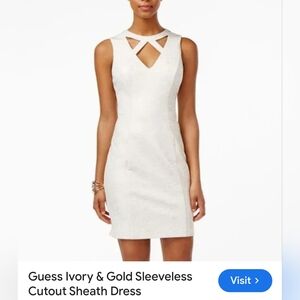 Guess Ivory Sleeveless Cutout Sheath Dress